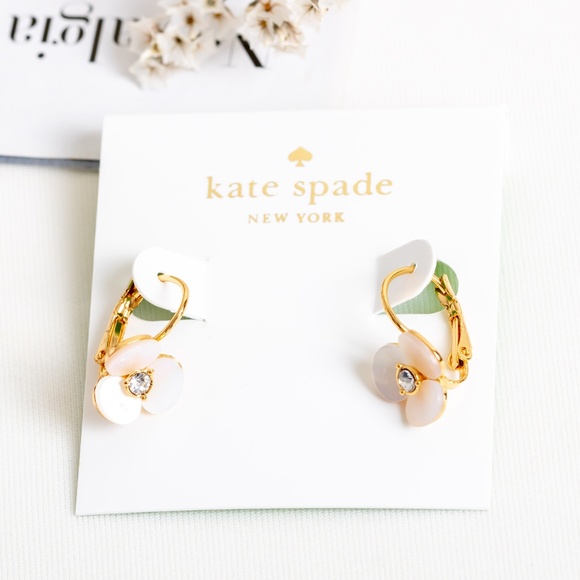 kate spade disco pansy leverback earrings